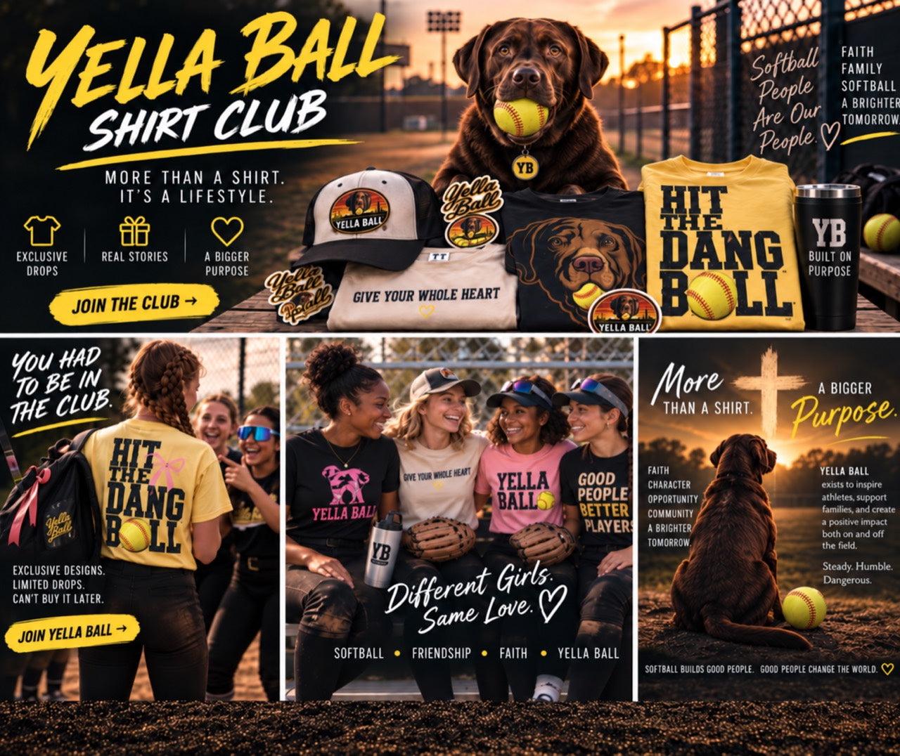 Yella Ball brand artwork celebrating Drake, friendship, faith and community