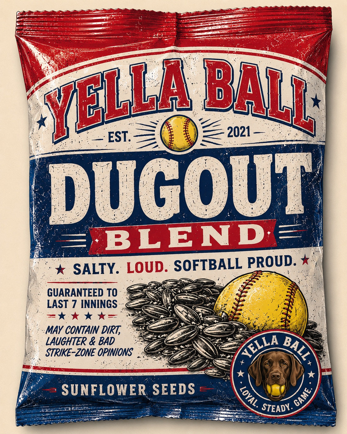 Yella Ball Dugout Blend sunflower seed packaging concept