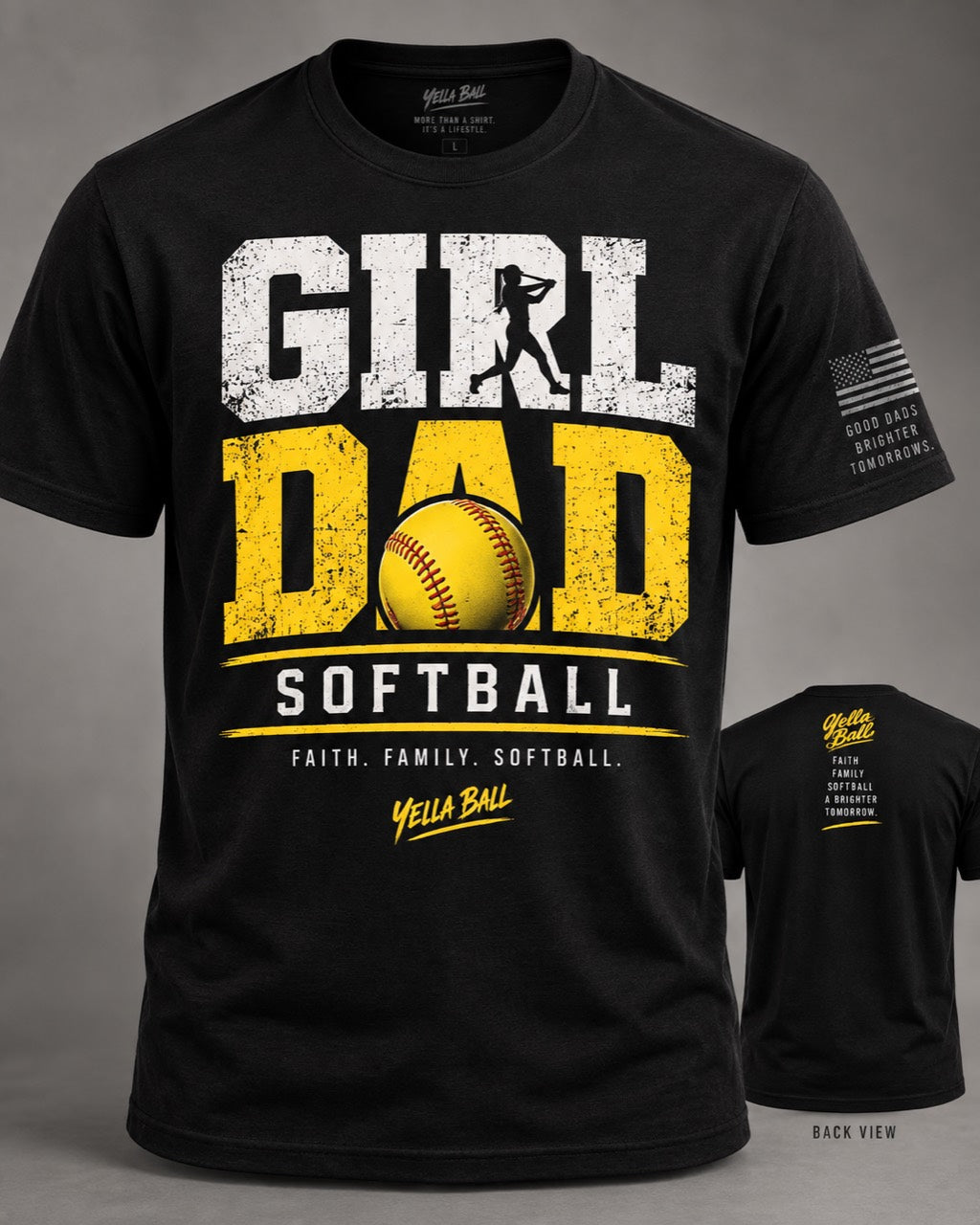 Girl Dad Softball shirt, front and back design
